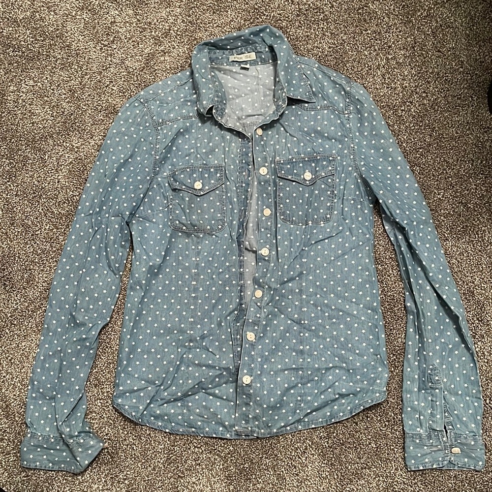 Denim button down with star design